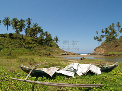 岛,鸡尾酒,无人迹,平底船,水,天空,休闲活动,水平画幅,旅行者,夏天