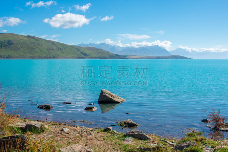 普卡基湖,云,雪,自然美,湖,库克山,岩石,夏天,户外,天空