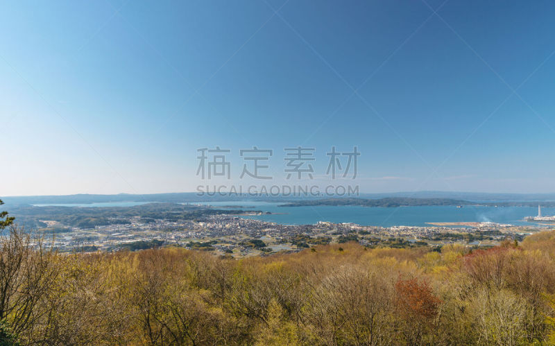 风景,能登半岛,石川县,北陆地区,天空,城镇景观,里山,水平画幅,高视角,无人