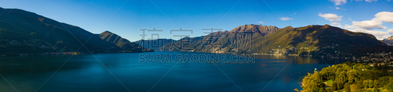 马祖尔湖,全景,瑞士,洛迦诺,水,水平画幅,无人,户外,湖畔高尔夫俱乐部,湖