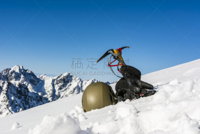 冰镐,运动头盔,护手套,矿井,峭壁,水平画幅,山,雪,无人,走廊