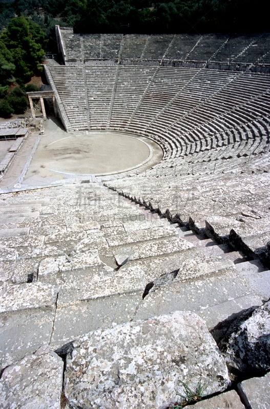 Stairs of The Epidaurus Ancient Theatre in the Greek old city of Epidaurus