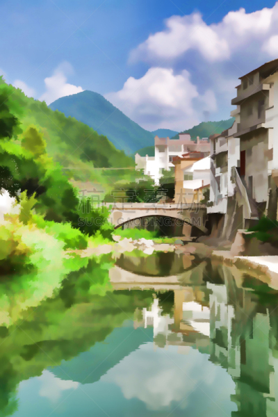 地形,图像特效,自然,建筑外部,季节,水彩画颜料,垂直画幅,风景,云,图像