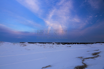 埃文斯顿,海岸线,天空,雪,湖,北美,白色,海滩,冬天,黎明