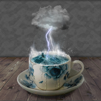茶杯,暴风雨,无人,方形画幅,雷雨,海洋,波浪,海浪,雨,英国