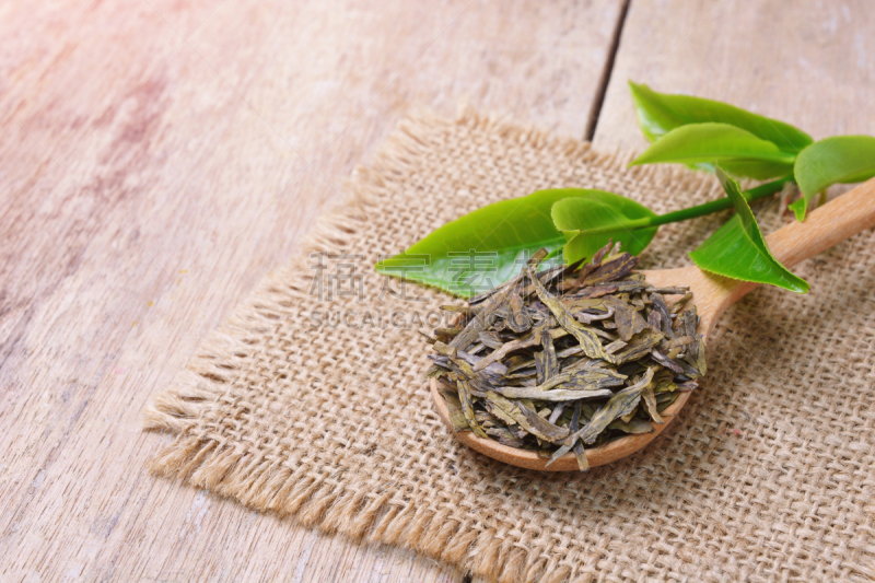 绿色,木匙,茶叶,芳香的,水平画幅,无人,干的,饮料,特写,植物