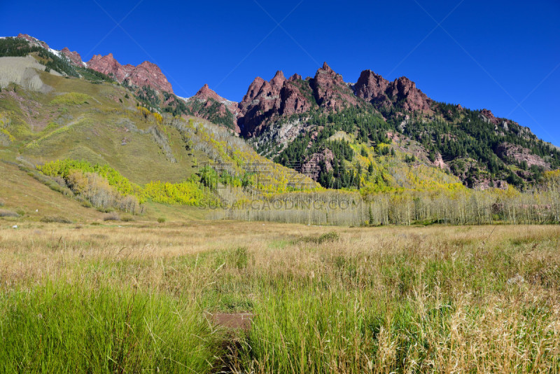 山,黄色,多色的,白杨类,季节,叶子,水平画幅,雪,夏天,周末活动