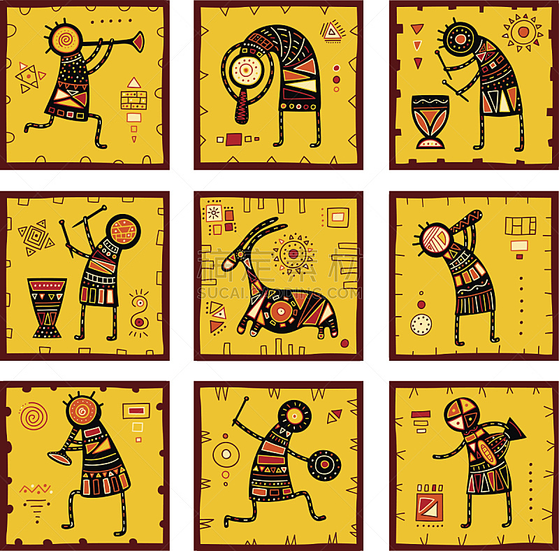 背景,式样,数字9,金贝鼓,美洲土著居民,非洲,打击器,传统,几何形状,橙色