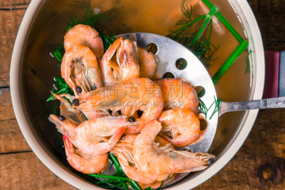汤,炖锅,虾,煮食,水平画幅,莳萝,海产,明虾,锅,沸腾的