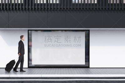 橱窗展示,男人,一个人,行李,布告栏,办公室,外立面,水平画幅,墙