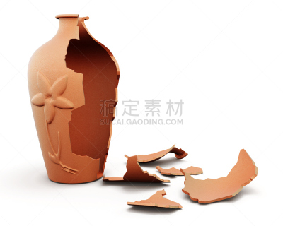 三维图形,粘土,白色背景,坏掉的,花瓶,分离着色,图像,餐具,褐色,古董