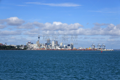 城市天际线,城市,奥克兰,海港,中心,水,waitemata harbour,旅游目的地,水平画幅,植物的组成部分