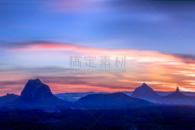 玻璃房山脉,云,黄昏,自然美,阳光海岸,岩石,澳大利亚,户外,天空,山脉
