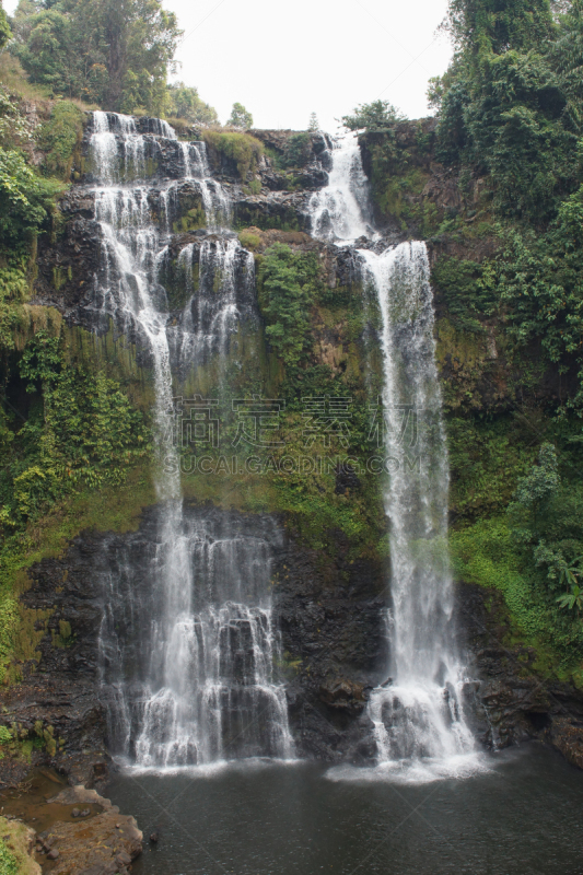 瀑布,亚洲,老挝,波罗芬高原,自然,垂直画幅,旅游目的地,地形,岩石,全景