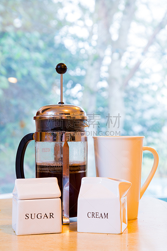 滤压壶,咖啡,垂直画幅,早餐,咖啡馆,无人,奶油,早晨,饮料,摩卡咖啡