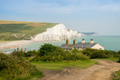 七姐妹,英格兰,小别墅,布赖顿,多佛的白色悬崖,white cliffs,滩头岬,悬崖,水平画幅,无人