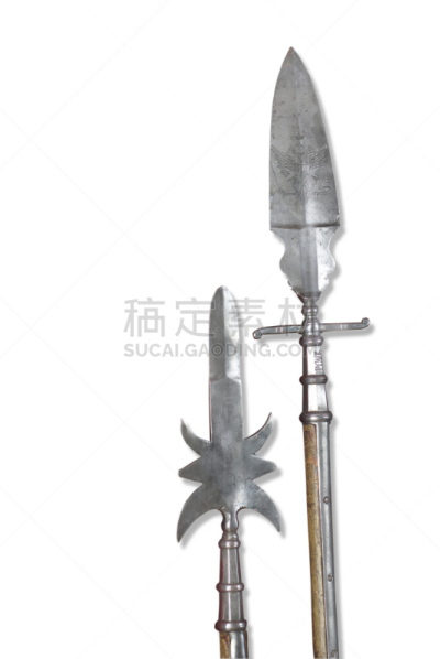 戟,长矛,军士,18世纪风格,垂直画幅,无人,古老的,古典式,白色背景,背景分离