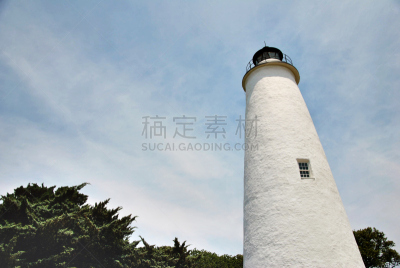 奥卡拉寇克灯塔,奥卡拉寇克岛,外海岸,北卡罗来纳,水平画幅,无人,夏天,摄影