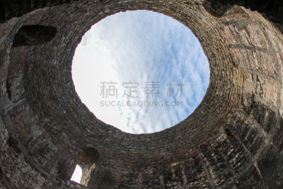 天花板,克罗地亚,圆形,斯普利特,寺庙,克罗地亚斯普利特,艺术,水平画幅,透过窗户往外看,无人