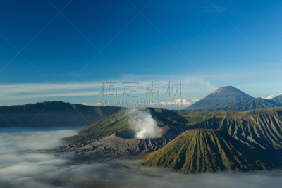 塞梅鲁火山,婆罗摩火山,滕格尔火山,bromo-tengger-semeru national park,东爪哇,火山喷口,天空,早晨,烟,口络