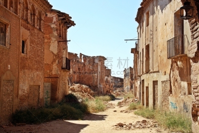 Ruins of the old town of Belchite, Zaragoza, Aragón (Spain).