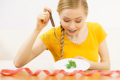 莴苣,女人,拿着,盘子,波兰,肖像,食品,沙拉,欢乐,胶带