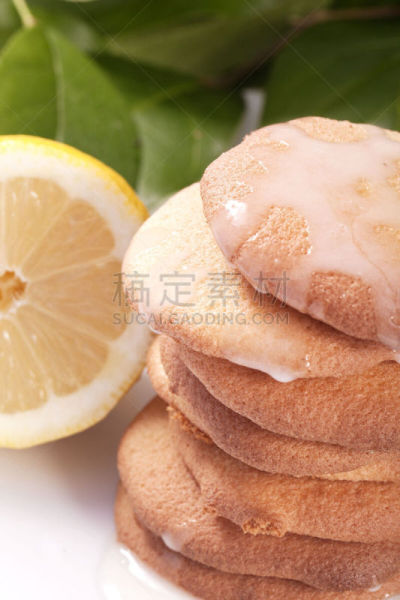 饼干,柠檬,垂直画幅,轻的,夏天,甜点心,酥饼,烘焙师,糖果,叶子