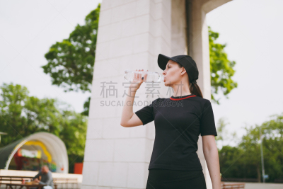 制服,青年人,运动,女孩,概念,鸭舌帽,户外,黑色,跑