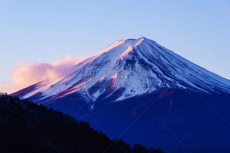 富士山,红色,黎明,山脊,照明设备,雪山,世界遗产,一月,云,雪