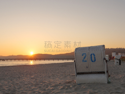 波罗的海,宾茨,海滩,图像,无人,散步道,岩石,户外,德国,水平画幅