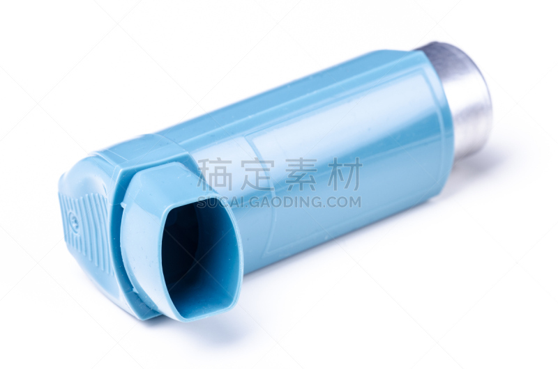 哮喘吸入器,绿松石,健康保健,喷雾罐,水平画幅,塑胶,前景聚焦,白色