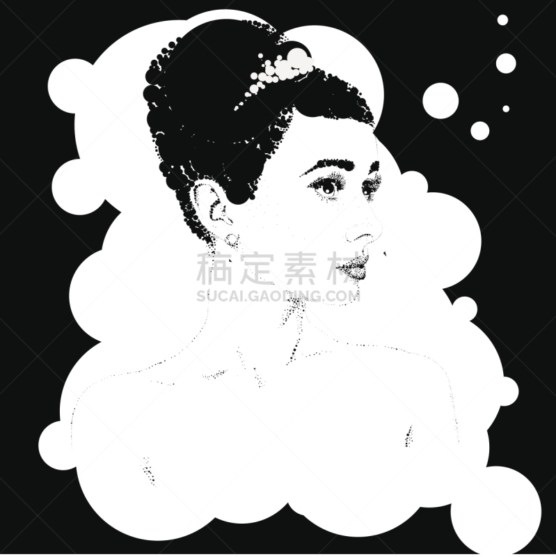 矢量,女人,自然美,奥黛丽赫本,点描主义,绘画插图,古典式,性格,计算机制图,计算机图形学