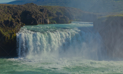 瀑布,冰岛国,自然美,全景,活力,风景,史克卡瀑布,hraunfossar,胡萨维克,黛提瀑布