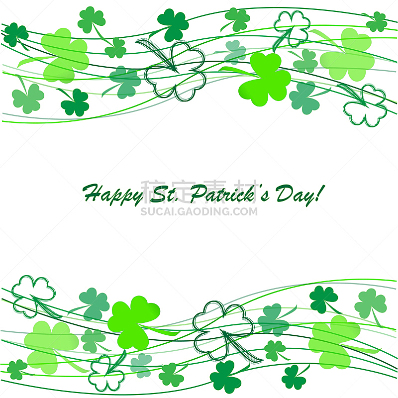 圣帕特里克节,三叶草,背景,绿色,爱尔兰共和国,绘画插图,方形画幅,植物,运气,节日