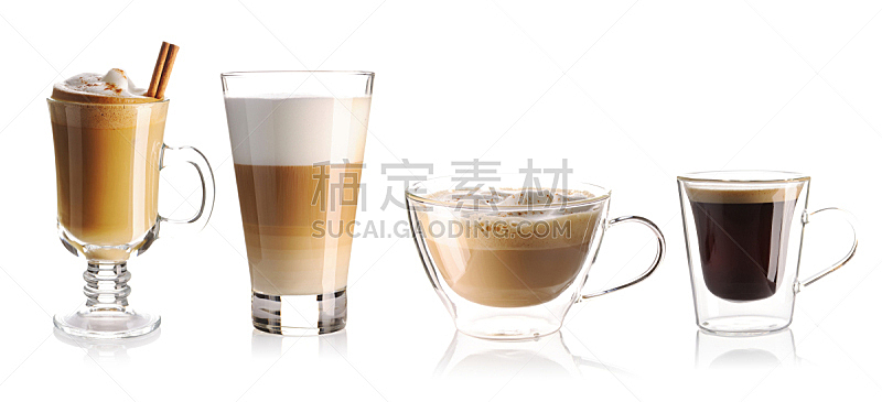 咖啡,合成图像,褐色,水平画幅,无人,奶油,组物体,饮料,甜点心,白色