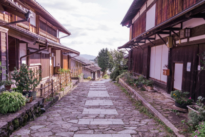 长野县,古典式,城镇,街道,日本,建筑体,水平画幅,传统,古老的,旅行者