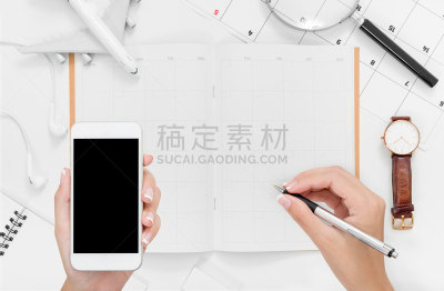 表,商务旅行,手,耳机,飞机,智能手机,水笔,做计划,写,准备