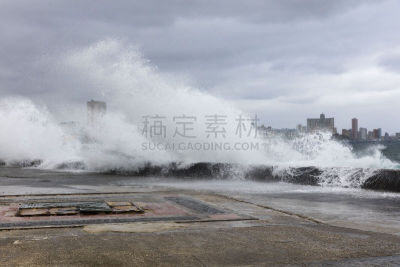 哈瓦那,古巴,天空,暴风雨,水平画幅,无人,户外,滨水,都市风景,拉丁美洲