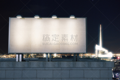 布告栏,巨大的,空的,背景,伦敦城,户外,夜晚,路灯,屋顶,空白的