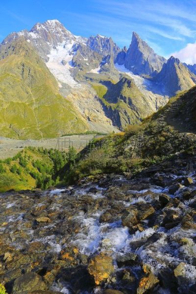 奥斯塔山谷,阿尔卑斯山脉,河流,小溪,勃朗峰,地形,马蒂尼,大汝拉峰,布朗峰山谷,德鲁