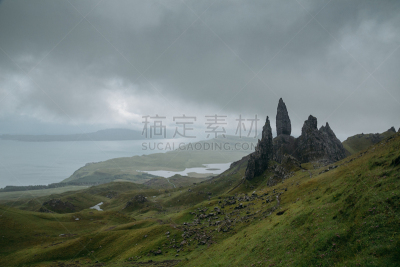 斯凯岛,史都老人,水,美,暴风雨,水平画幅,山,美人,大西洋,巨大的