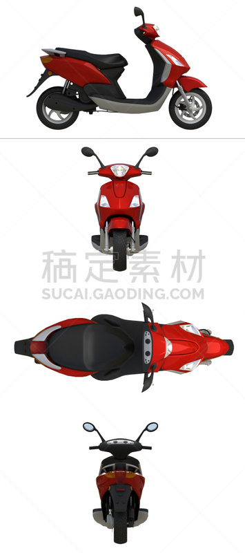 摩托车,红色,机动脚踏车,垂直画幅,正面视角,形状,无人,全景,陆用车,正上方视角