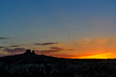 卡帕多奇亚,土耳其,乌奇夏,内夫谢希尔,石灰石,天空,美,公园,水平画幅,日落