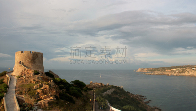 撒丁岛,意大利,saint theresa,圣马洛,纪念碑,水,天空,水平画幅,山,无人