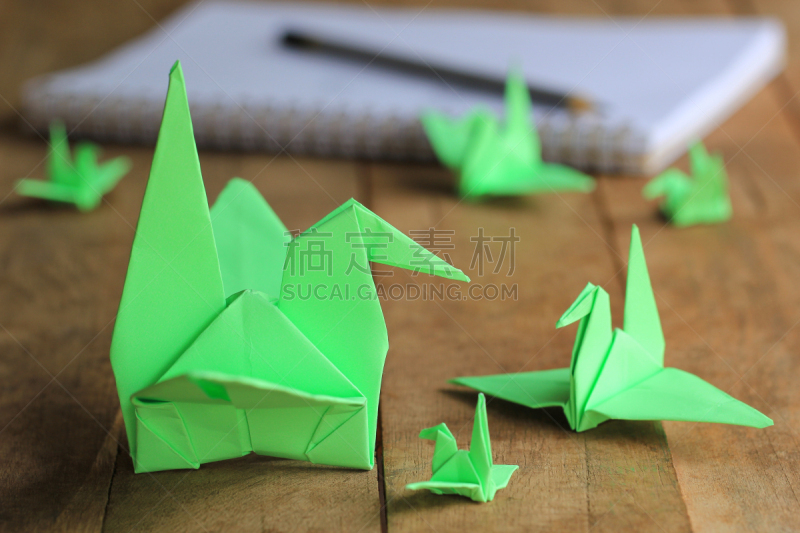鸟类,折纸工艺,折叠的,水平画幅,形状,工艺品,天鹅,式样,手艺,日本