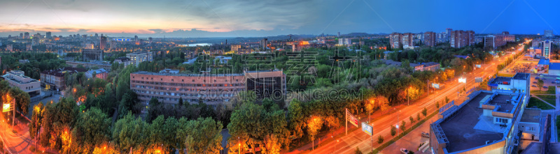 夜晚,都市风光,顿巴斯,顿涅茨克,水平画幅,建筑,无人,全景,城市天际线,乌克兰