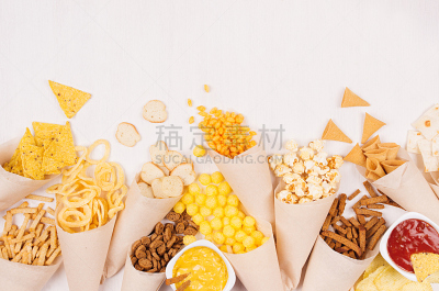 留白,白色,碗,金色,木制,黄色,辣玉米片,圆锥,油煎面包碎片,手艺