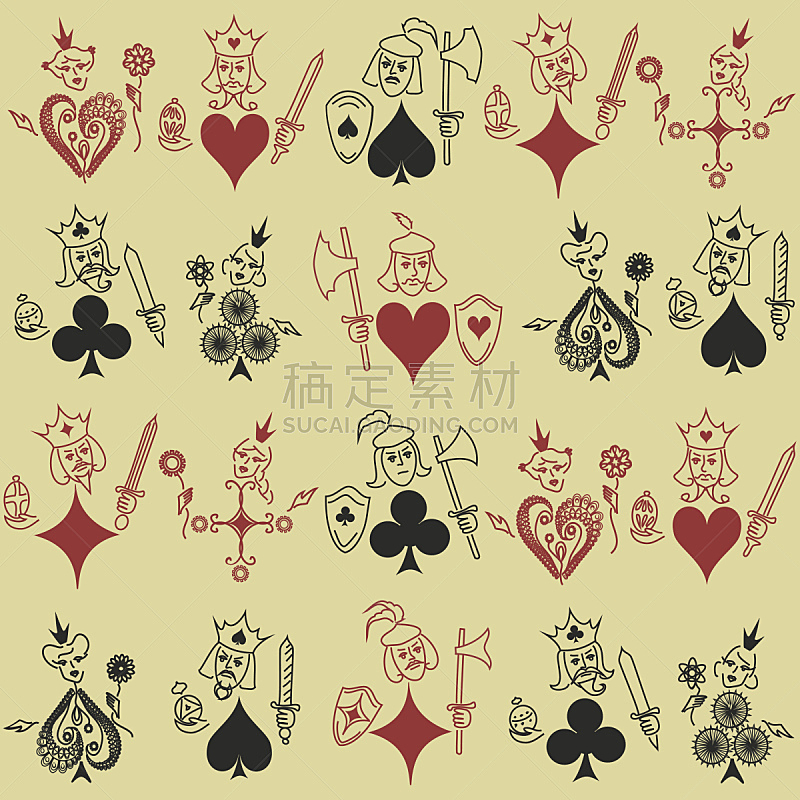 扑克牌j,纸牌,四方连续纹样,进行中,象棋女王,女王卡,王卡,21点,风险,休闲游戏