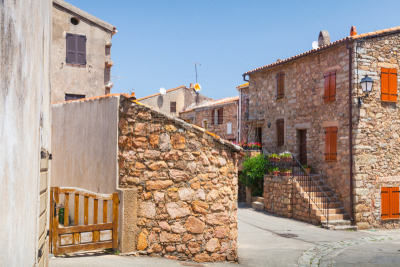 piana,夏天,空的,街道,白昼,明亮,南科西嘉,度假胜地,外立面,水平画幅