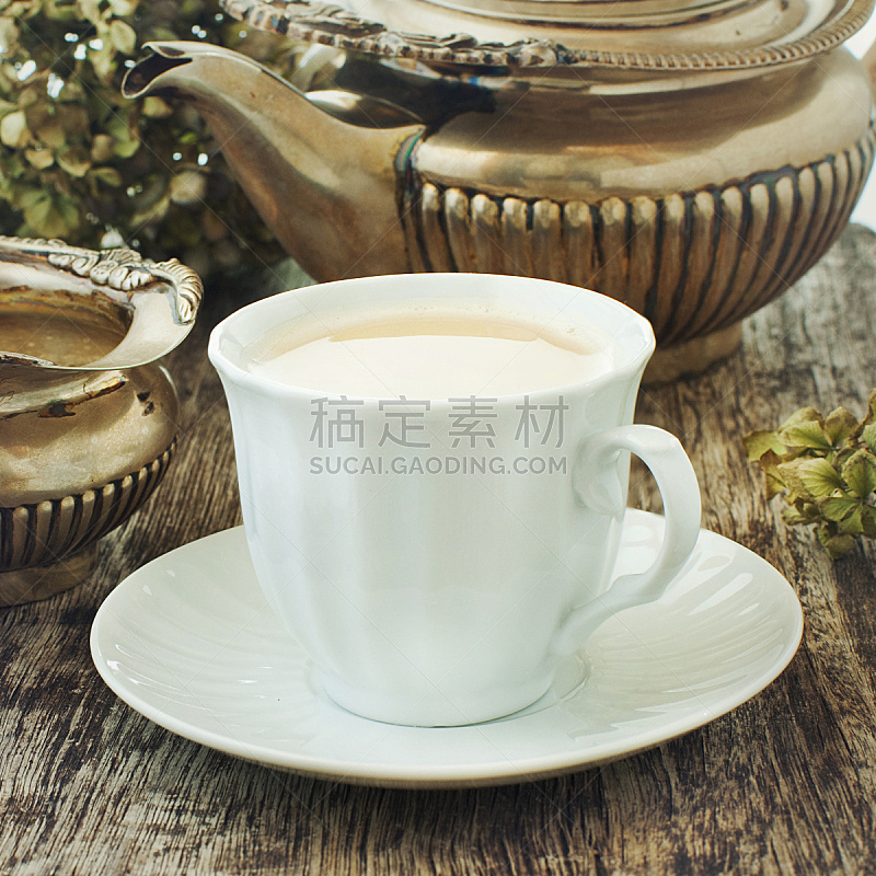奶茶,奶壶,褐色,早晨,组物体,时间,饮料,锅,白色,清新
